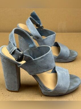 Apt. 9 Powder Blue Suede Block Heel Sandals size 9.5